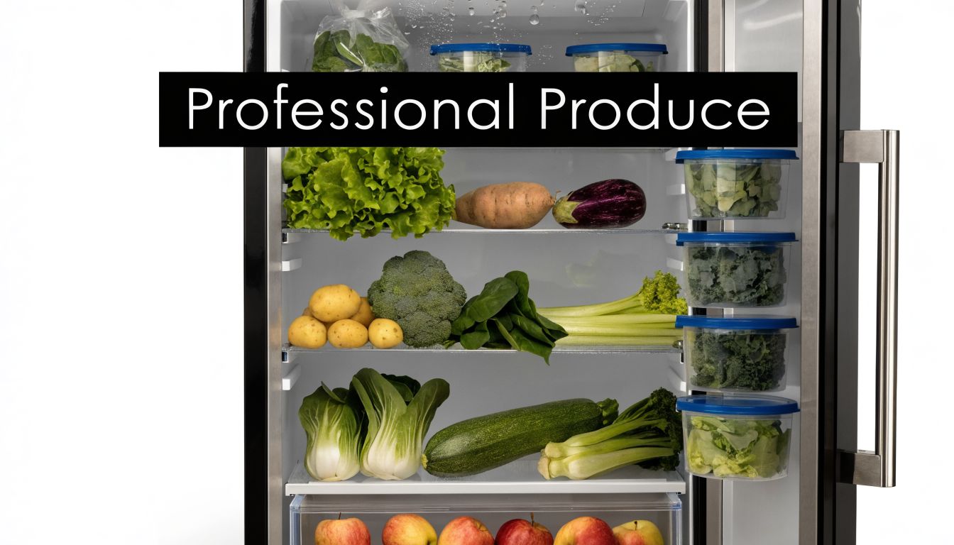 Un frigorifero moderno ben organizzato pieno di frutta e verdura fresca e salutare su diversi ripiani.