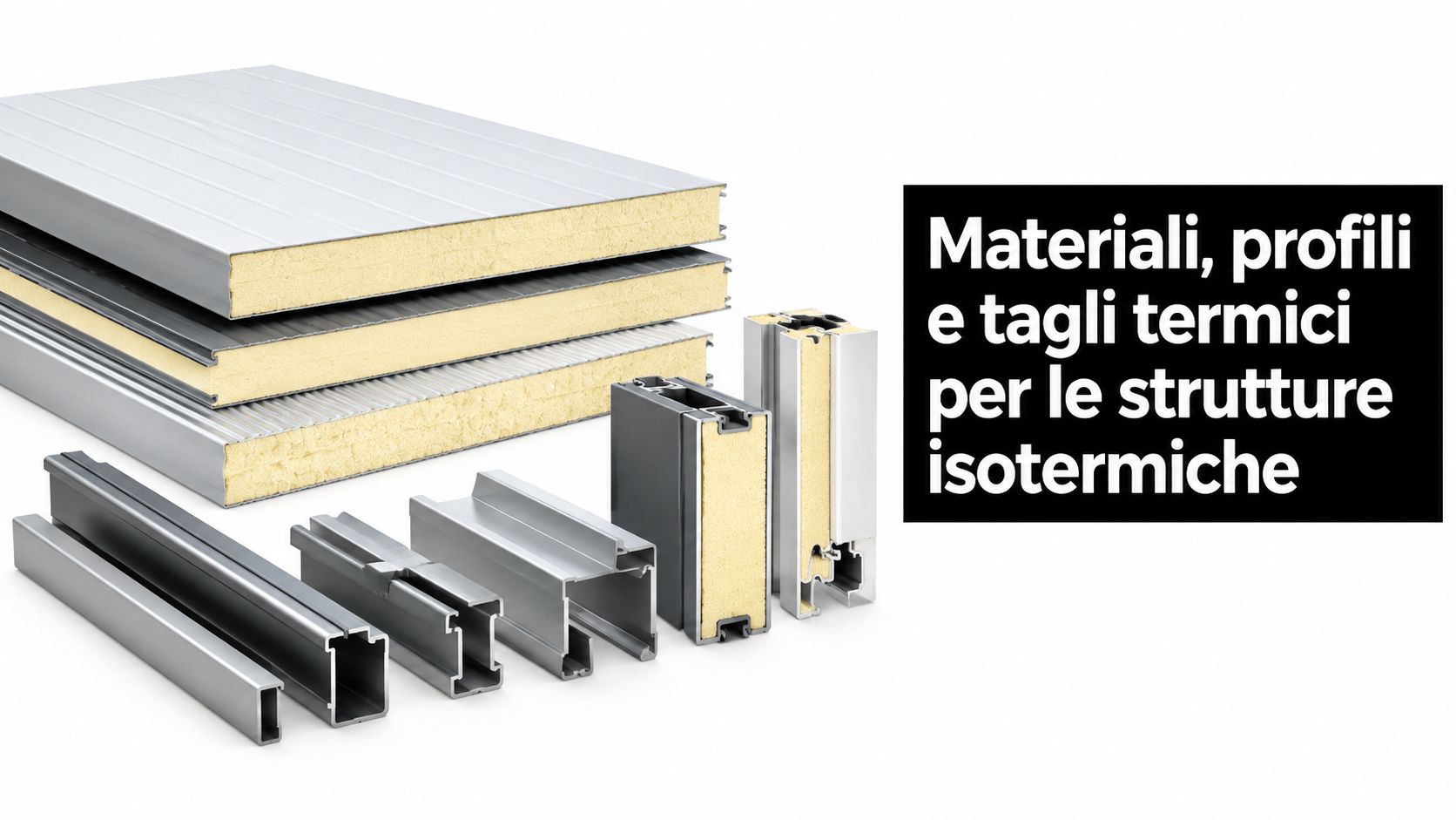 Pannelli isolanti e profili metallici progettati per garantire l'isolamento termico in costruzioni isotermiche e prefabbricate